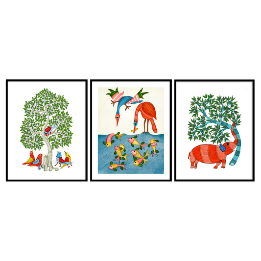 Set of 3- Gond Art II