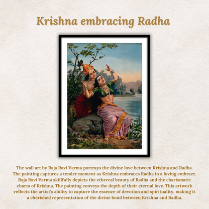 Framed Radha Krishna Painting by Ravi Varma for wall decor india