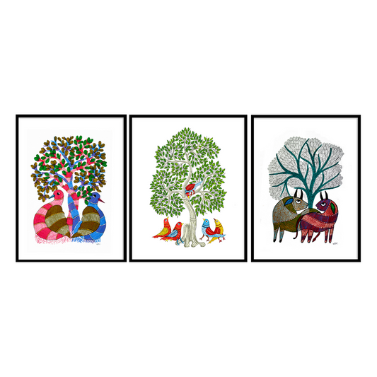 Set of 3- Gond Art III