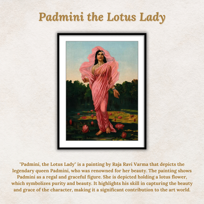 Padmini, the Lotus lady by Raja Ravi Varma  Wall Art Print for Home Decor