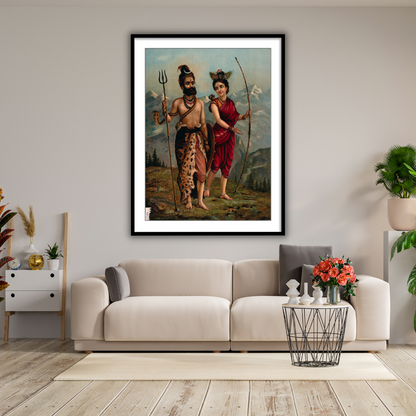 Shiva as a Kirat by Raja Ravi Varma Wall Art Painting for Home Decor