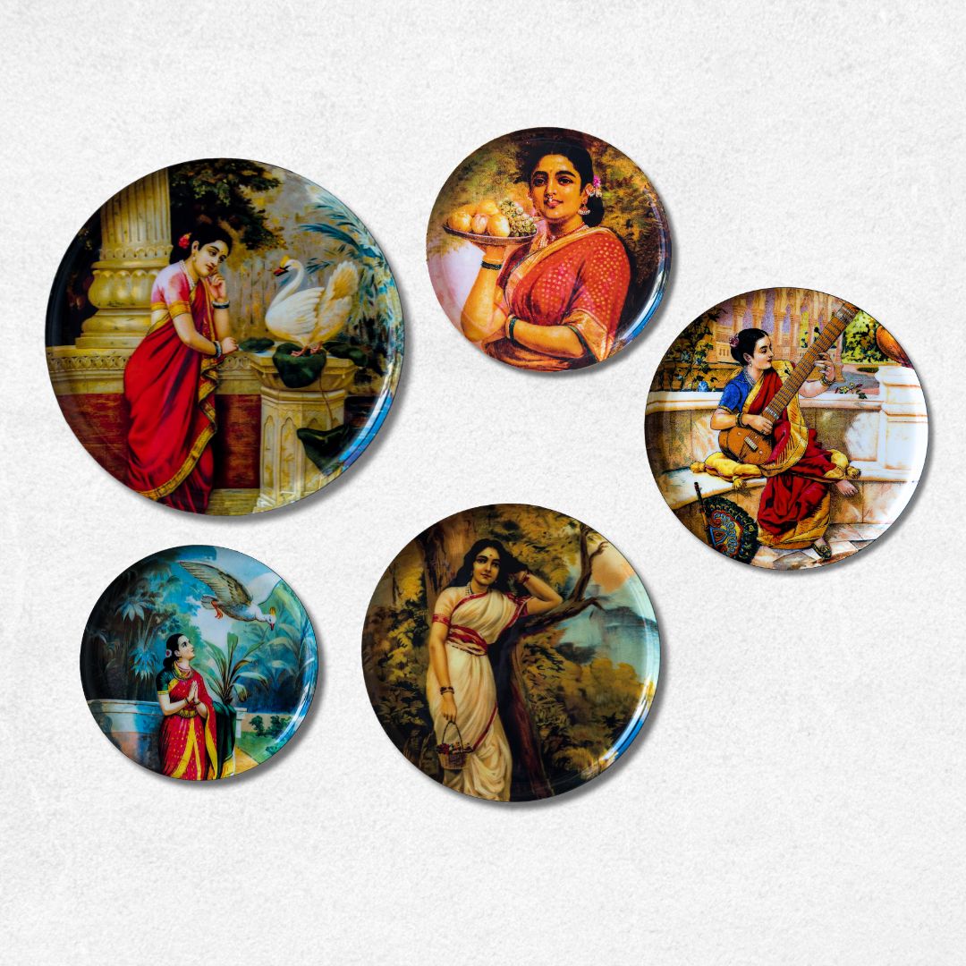 Mythology & Royalty – Raja Ravi Varma Premium Steel Wall Plates