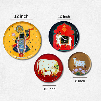 Sacred Shreenath ji & Kamdhenu | Premium Steel Wall Plate