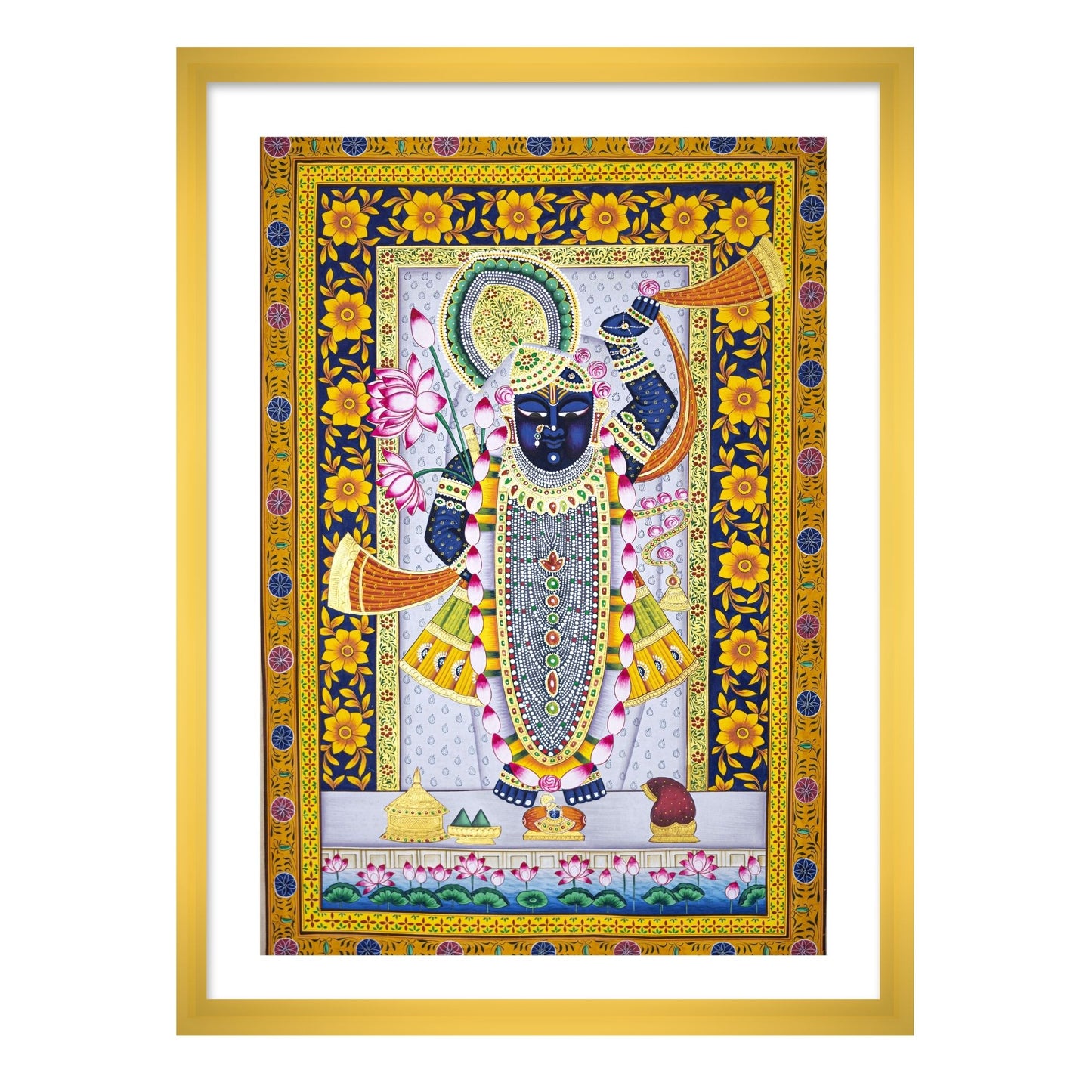 Shrinathji Shree krishna Pichwai Painting | Shreenathji Indian Art for Wall Decor