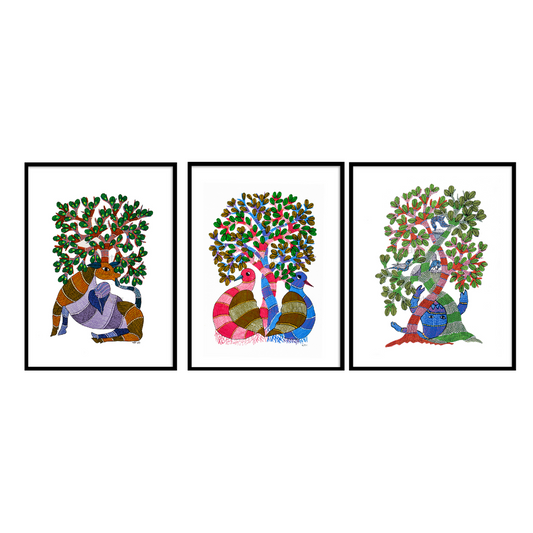 Set of 3- Gond Art IV