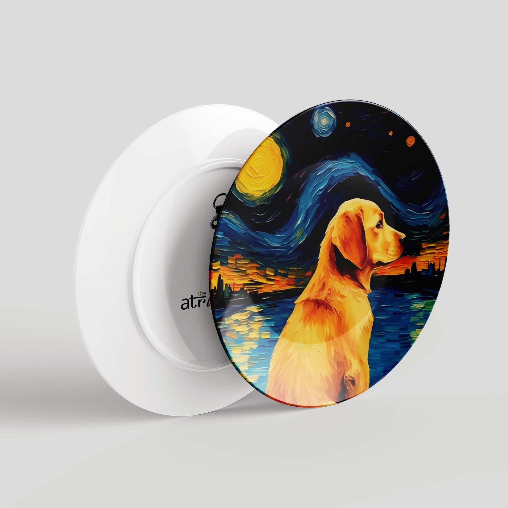 Wall Decor Plate -Starry Nights Dog Ceramic Plate  