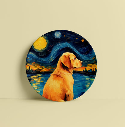 Starry Nights Dog Ceramic Plate for Wall Decor