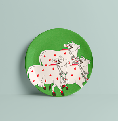 Pichwai Cow Wall Decor Plate for Beautiful Indian Homes