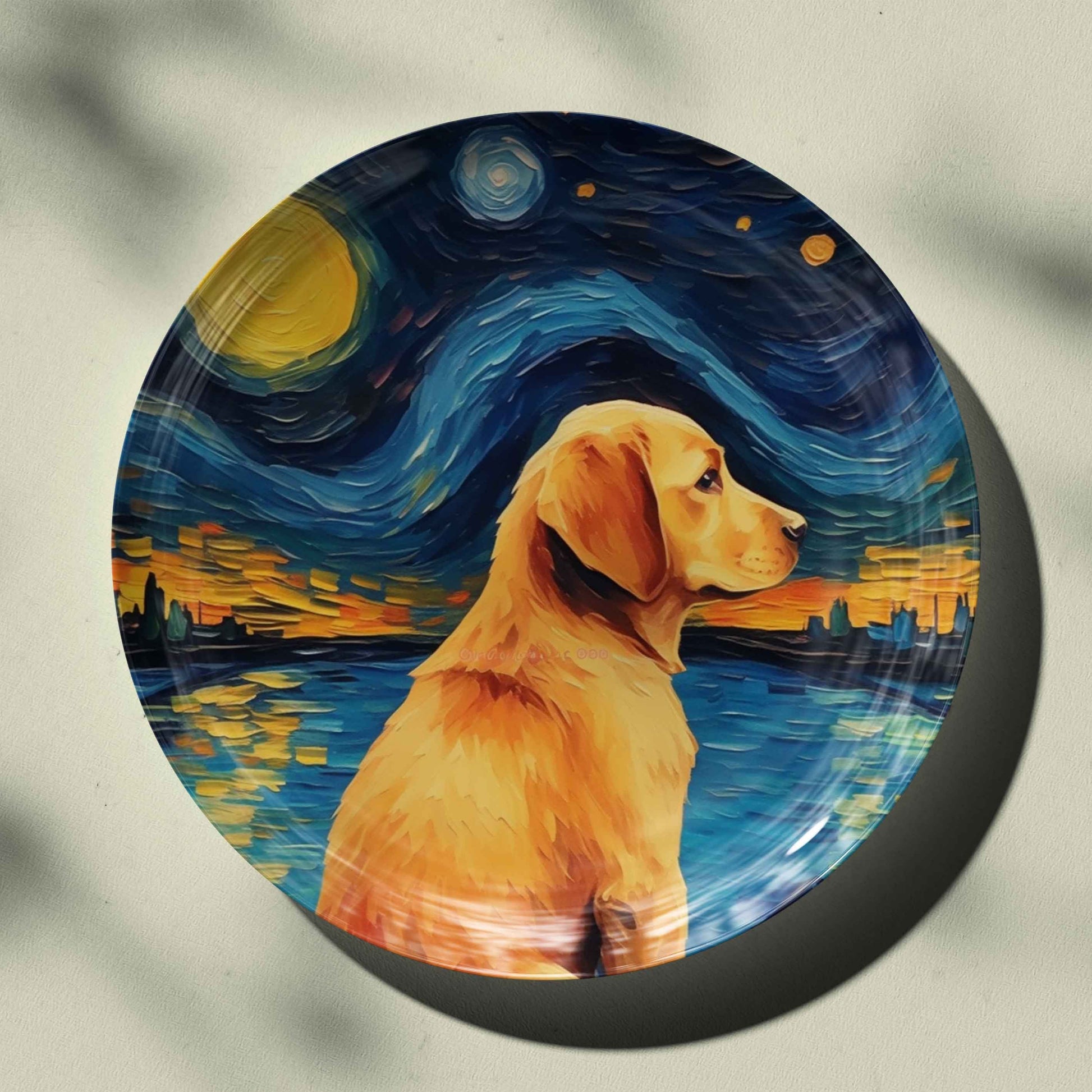 Starry Nights Dog Ceramic Plate for Wall Decor