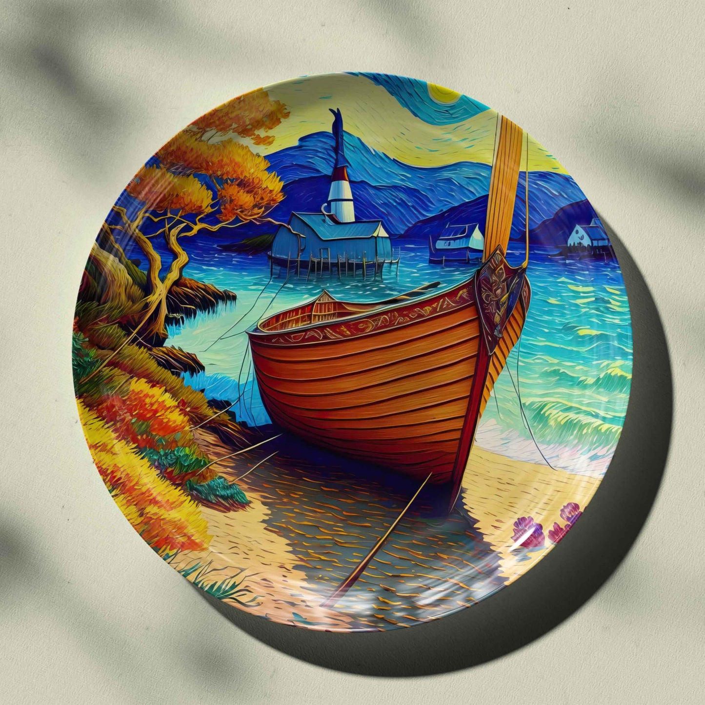 Afloat on the Blue Ceramic Travel Wall Plate for Home Decor