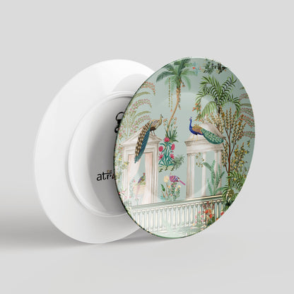 Beautiful Couple Peacock in a Mughal Garden Ceramic Wall Decor Plate for Home Decor