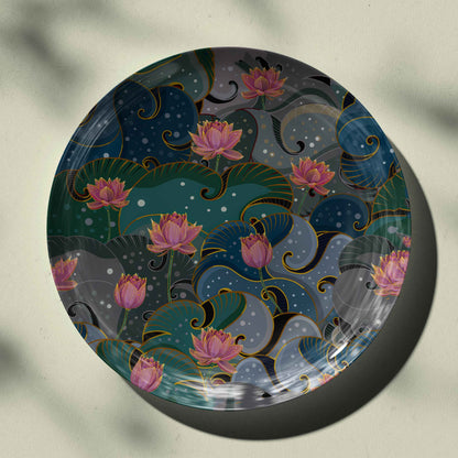 Beautiful Pichwai Lotus Talai Wall Decor Plate for Home Decor