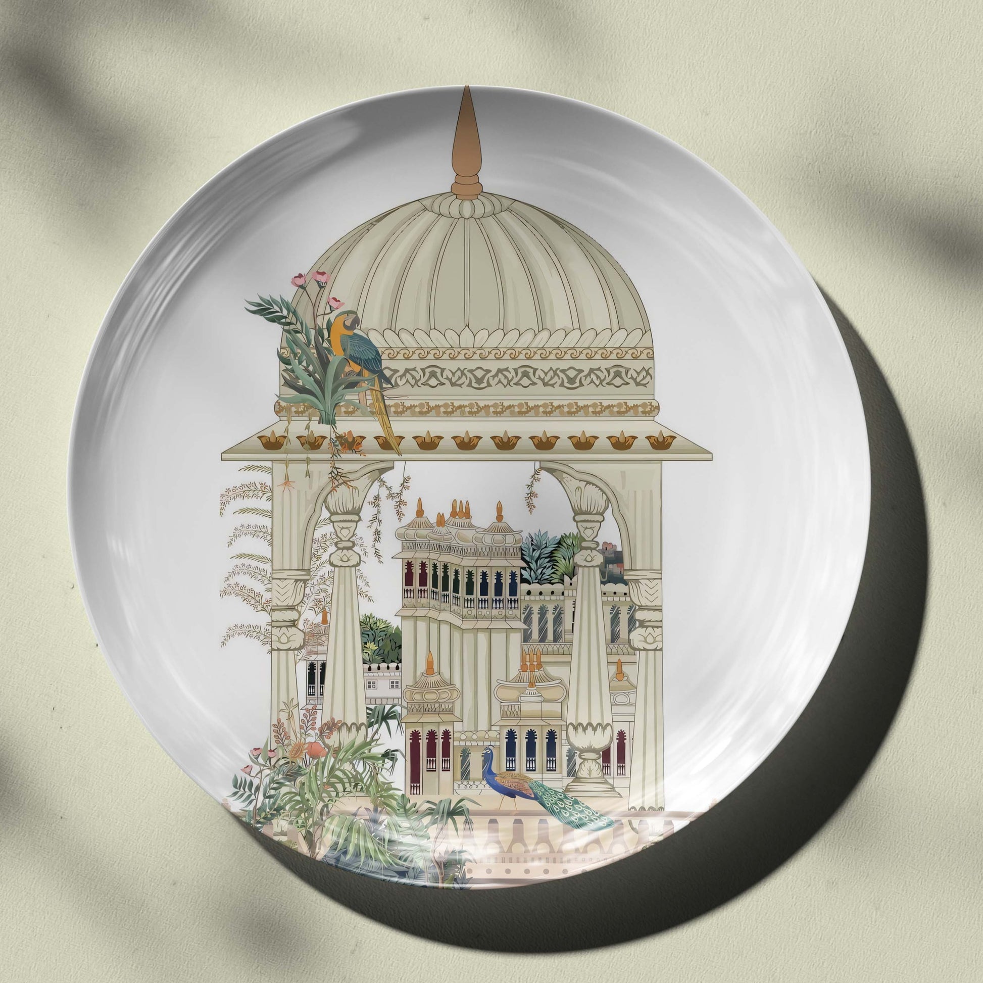 Mughal Garden Pichwai Motifs Decor Plate for Home Decor and Gifting