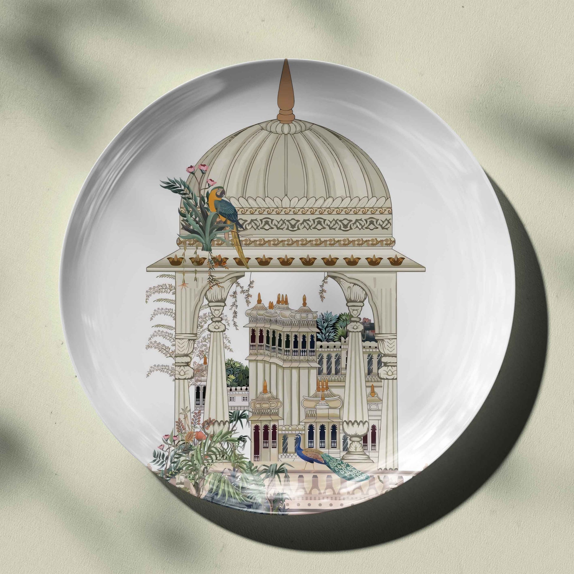 Mughal Garden Pichwai Motifs Decor Plate for Home Decor and Gifting