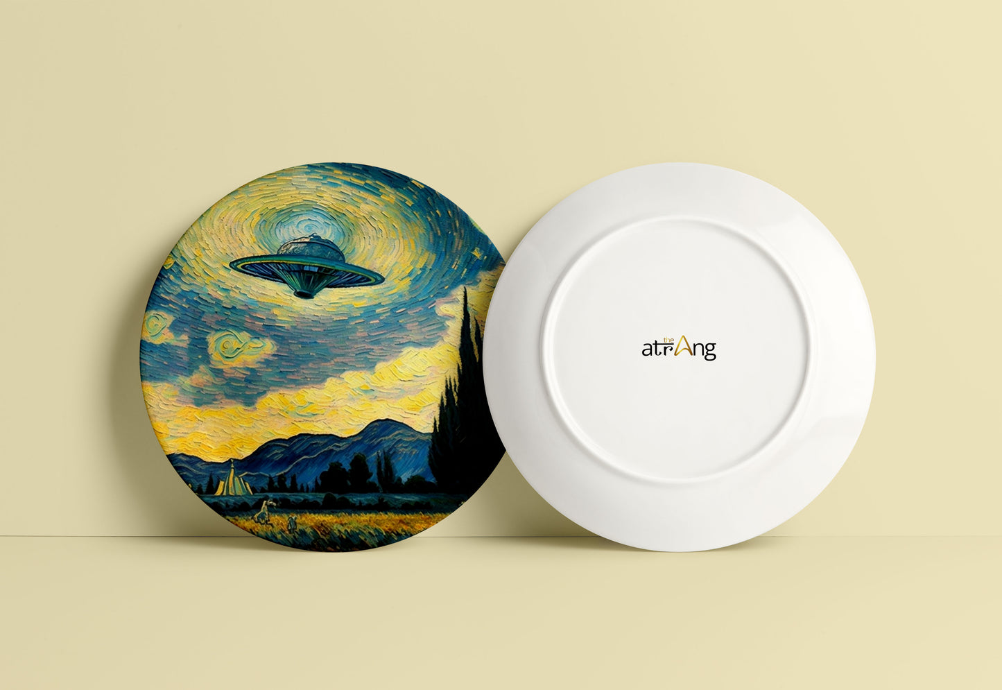 Spaceship Starry Nights Ceramic Plate for Home Decor