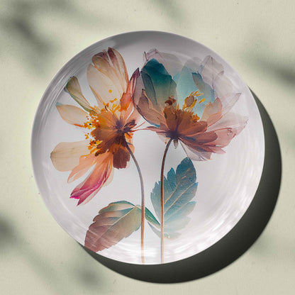 Abstract Watercolor Flower Ceramic Plate for Home Wall Decor