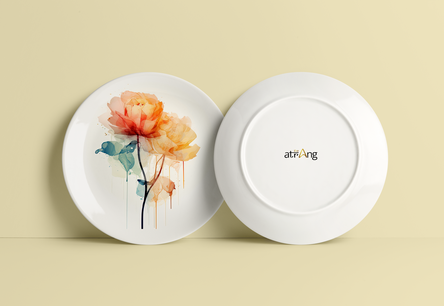 Abstract Watercolor Flower II Ceramic Plate for Home Wall Decor