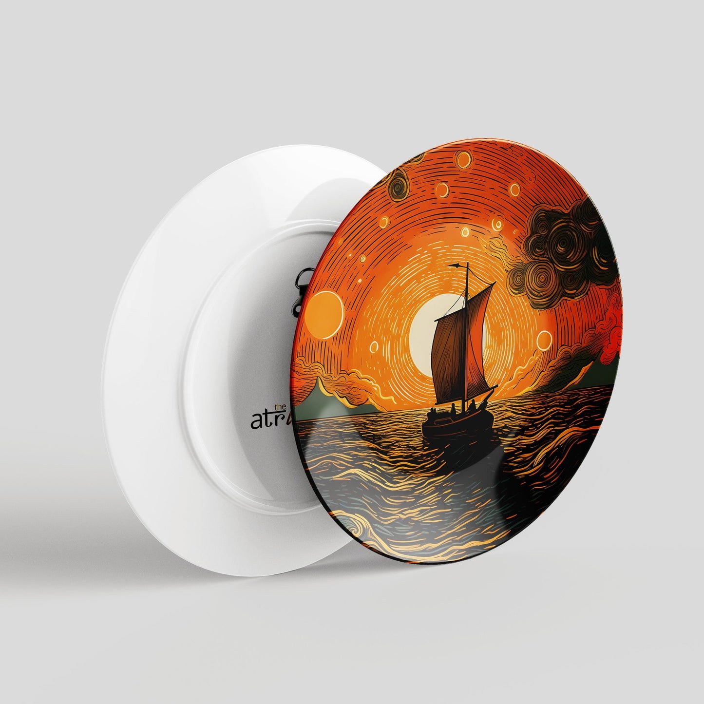 Styled Sunset on a Boat Ceramic Wall Plate for Home Wall Decor