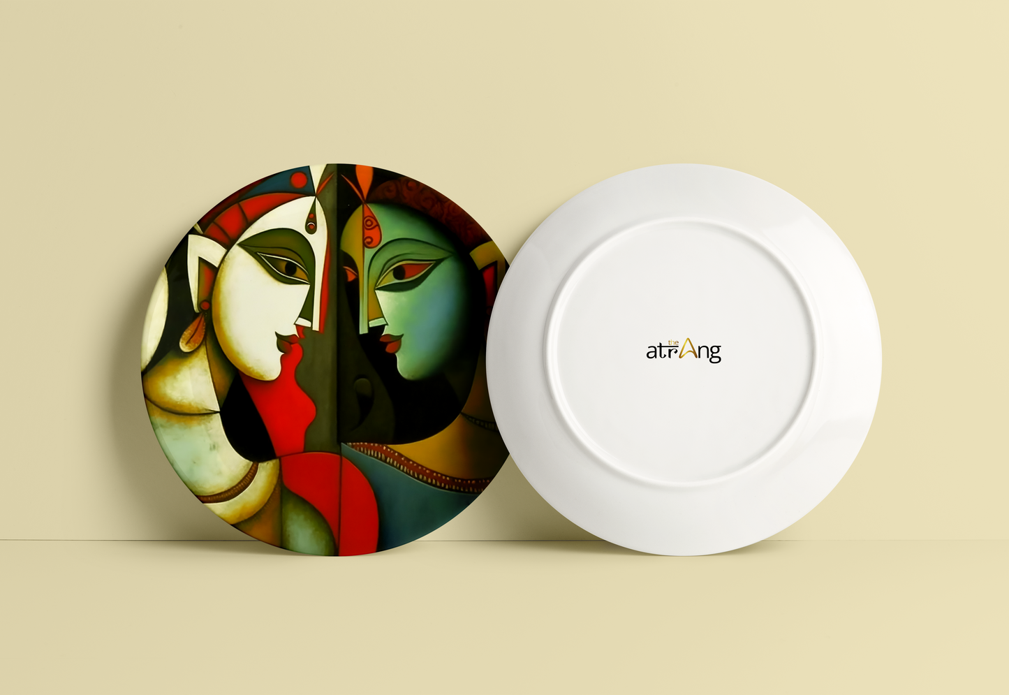 2 Women Facing Each Other Ceramic Plate for Home Wall Decor