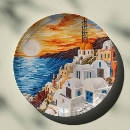 Santorini sunset Travel wall decor Plate