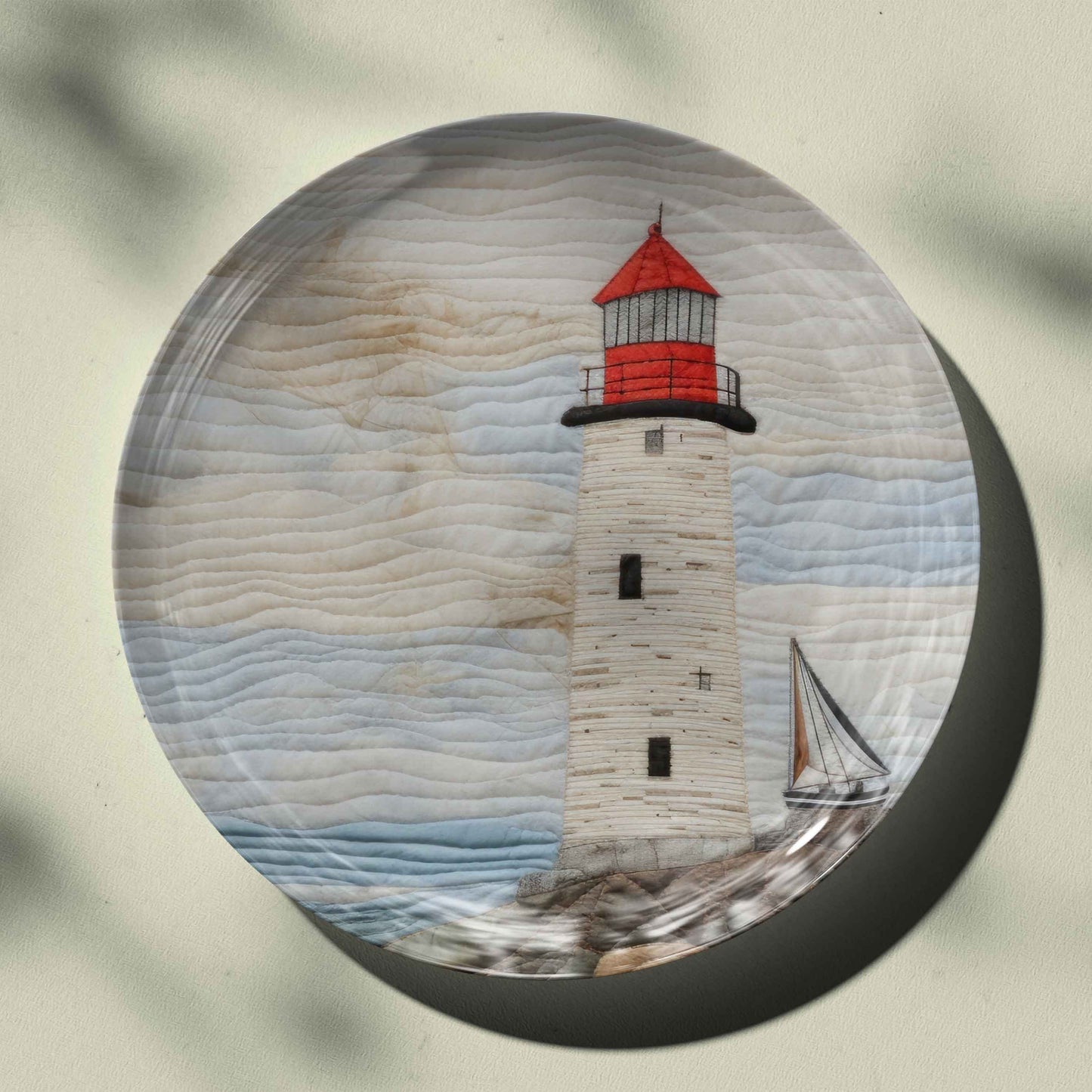 Lighthouse by the coast Ceramic Wall Plate for Home Decor