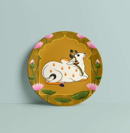 Pichwai Cow Decor Wall Plate for Living Room Home Decor