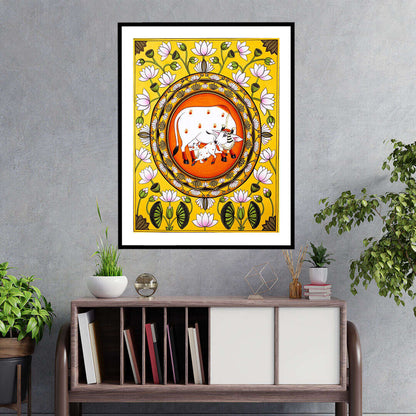 Lotus Pichwai Cow Painting | Indian Art for Home decor Wall Painting Media 2 of 5