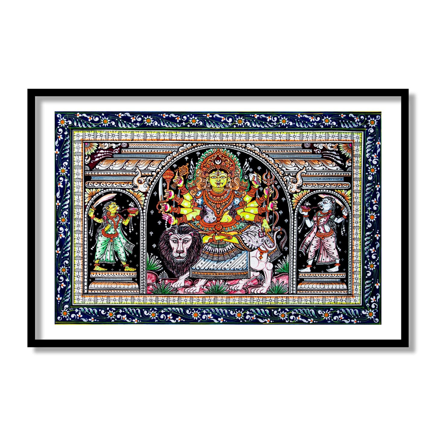 Goddess Durga Pattachitra Art Painting | Framed Wall Art Decor