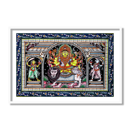 Goddess Durga Pattachitra Art Painting | Framed Wall Art Decor