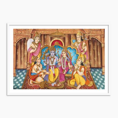 Ram Abhishek Darbar Painting | Ram Sita Wall Art Painting Print - Divine Artwork