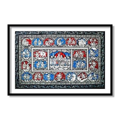 Krishna Raas Leela Pattachitra | Raasleela Patta Painting Framed Wall Art - The Atrang