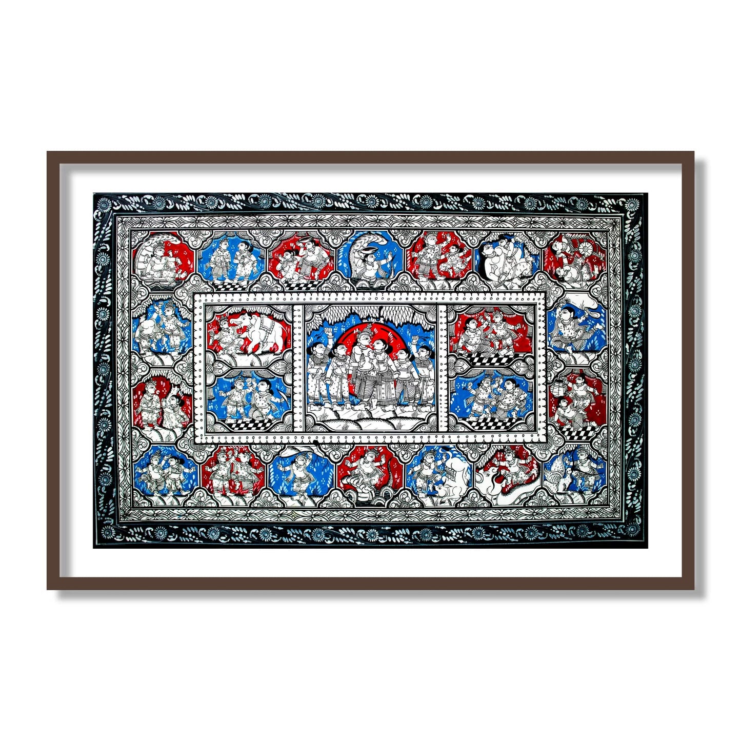 Krishna Raas Leela Pattachitra | Raasleela Patta Painting Framed Wall Art - The Atrang