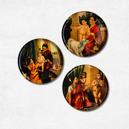 Yashoda & Krishna by Raja Ravi Varma Premium Steel Wall Plates