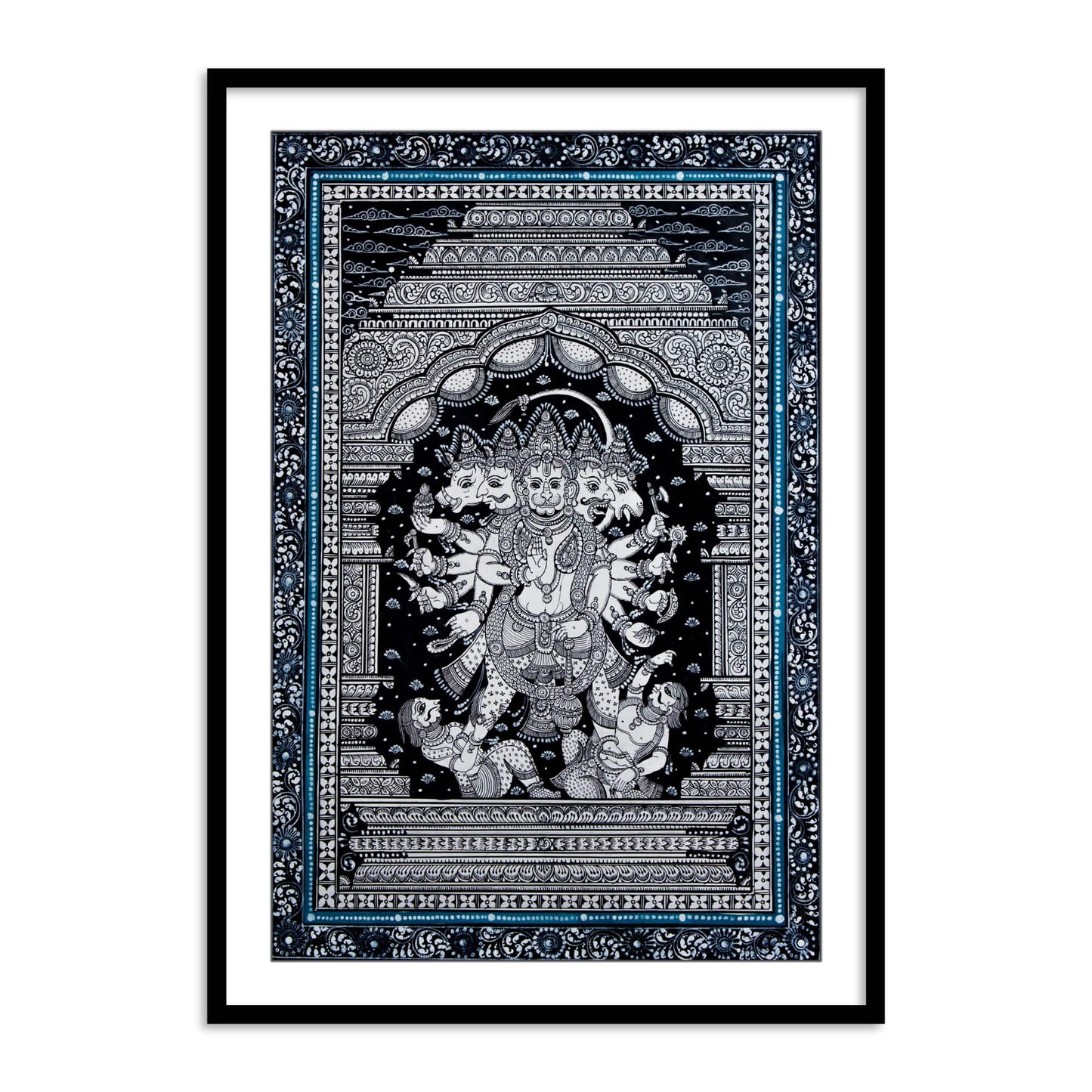 Panchmukhi Hanumanji | Hanuman Pattachitra Framed Wall Art for Home Decor