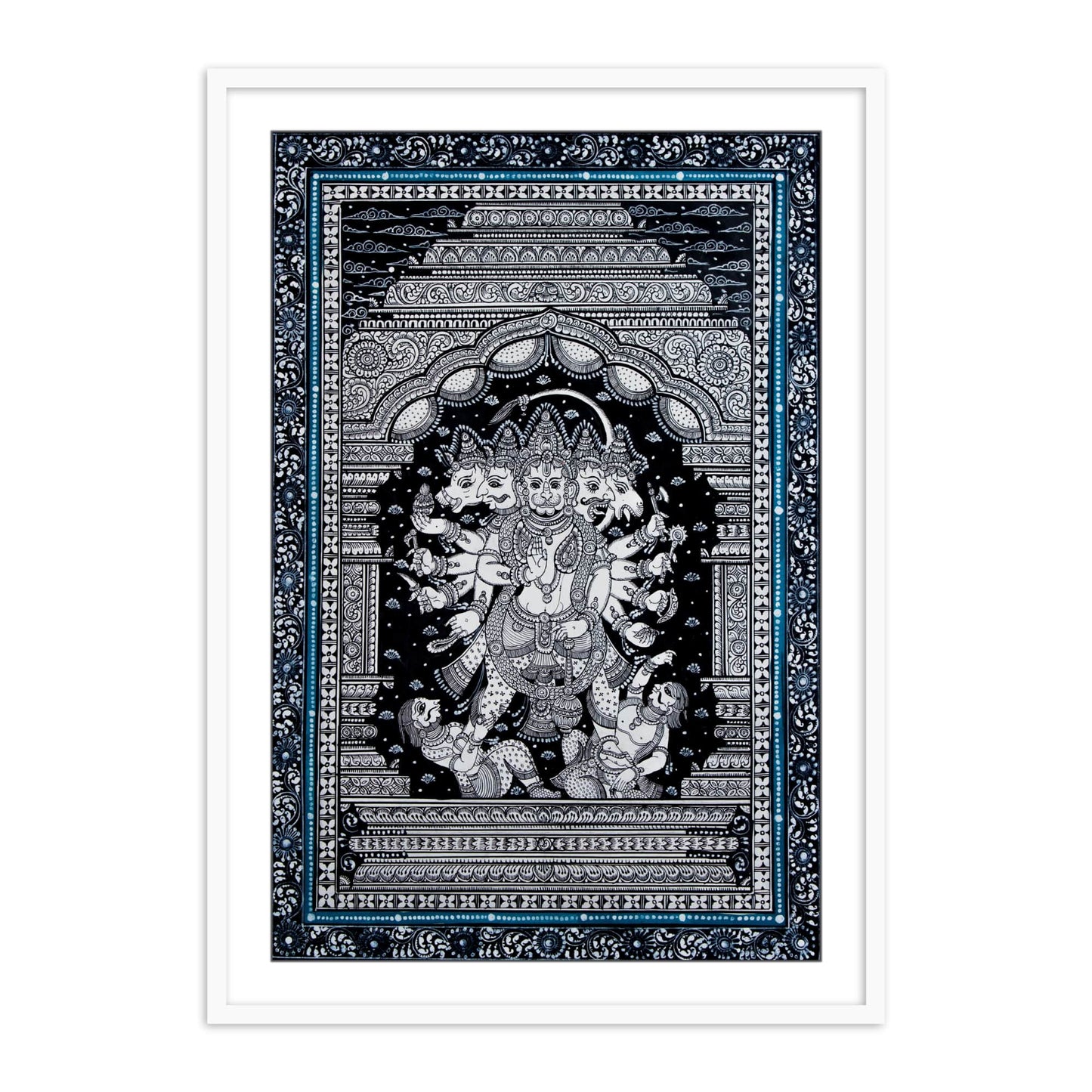 Panchmukhi Hanumanji | Hanuman Pattachitra Framed Wall Art for Home Decor