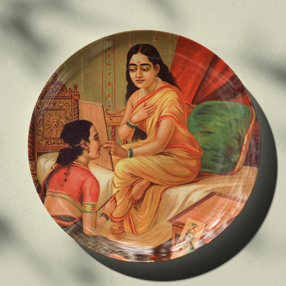 Chitralekha by Ravi Varma Ceramic Plate for Home Decor