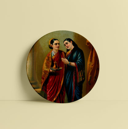 Draupadi in disguise by Ravi Varma Ceramic Plate for Home Decor