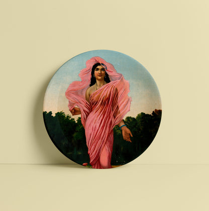 Padmini the Lotus Lady by Ravi Varma Ceramic Plate for Home Decor