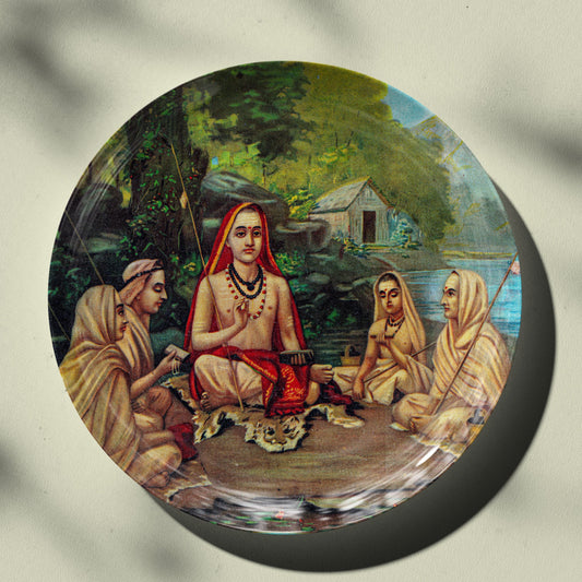 Adi Shankaracharya by Ravi Varma Ceramic Plate for Home Decor