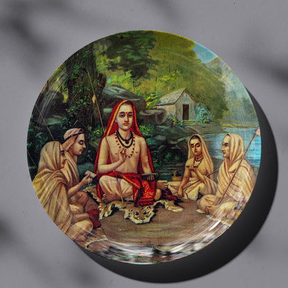 Adi Shankaracharya by Ravi Varma Ceramic Plate for Home Decor