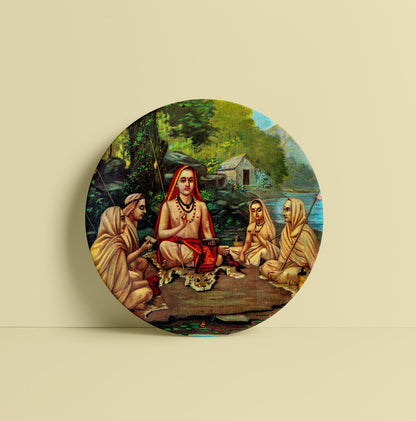 Adi Shankaracharya by Ravi Varma Ceramic Plate for Home Decor