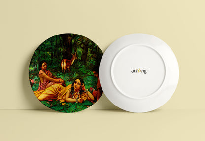 Shakuntala Patra-lekhan by Ravi Varma Ceramic Plate for Home Decor