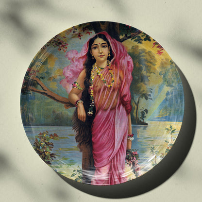 Vasantika by Ravi Varma Ceramic Plate for Home Decor