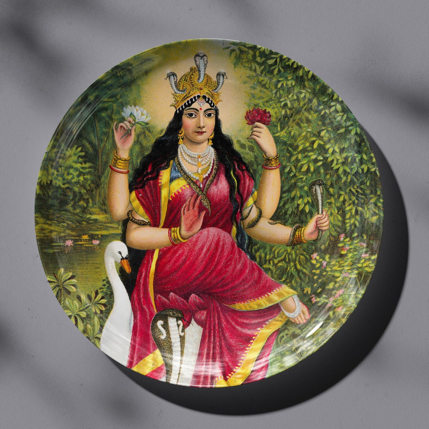 Manasa Devi by Ravi Varma Ceramic Plate for Home Decor