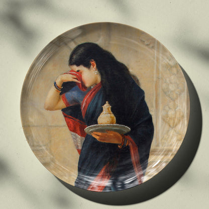 Sairandhri by Ravi Varma Ceramic Plate for Home Decor