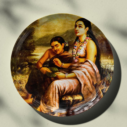Shakuntala's love letter to King Dushyanta by Ravi Varma Ceramic Plate for Home Decor