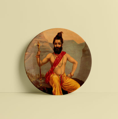 Vishnu's sixth avatar Parashu Rama by Ravi Varma Ceramic Plate for Home Decor