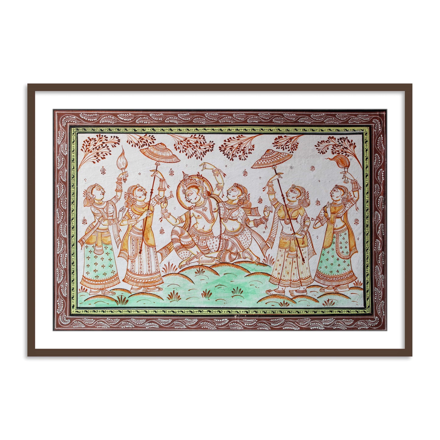 Radha Krishna Earthen Pattachitra Framed Wall Art - The Atrang