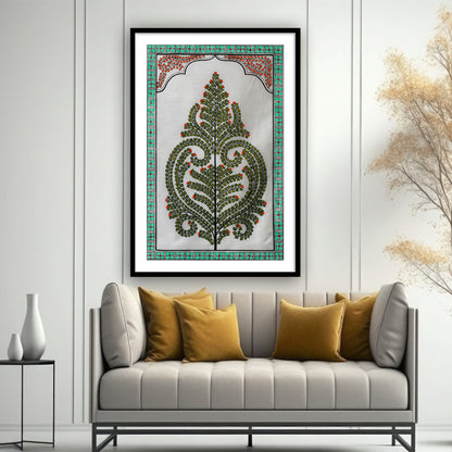 Pattachitra Tree Leaf Framed Wall Art