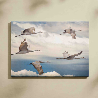 High Flying Birds in Clouds Vastu Painting for Wall Decor